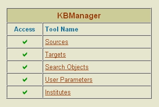 An Image of the KBManger tool module on the Admin Center Screen in SFX.
